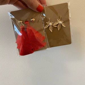 NWOT Fashion Earrings (2 pair/6.00) Red and gold colored